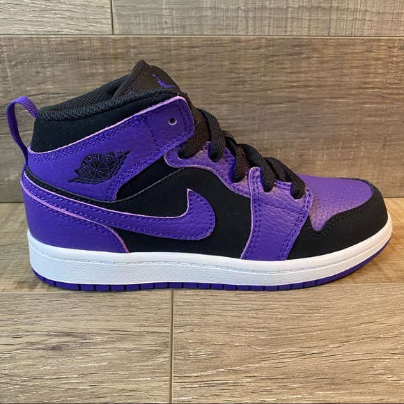 Jordan 1 Mid (PS) ‘Black Dark Concord White’ - Picture 2 of 6